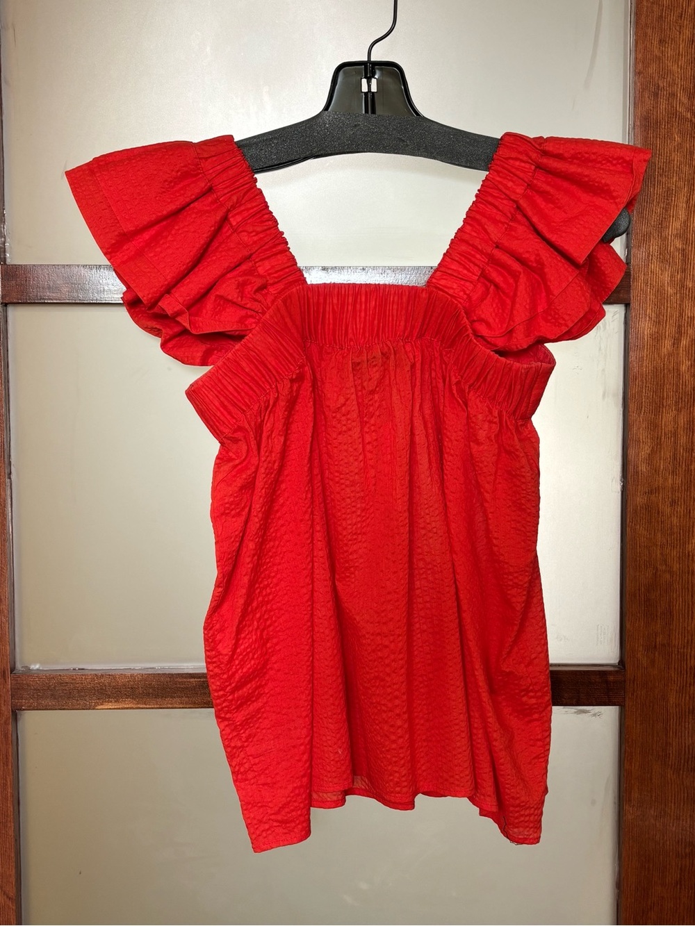 Inclan Studio Red Ruffle-Sleeve Square-Neck Tank Top - Picture 2 of 3